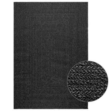 Rug ZIZUR Anthracite 140x200 cm - Jute Look Indoor/Outdoor