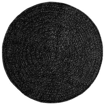 Rug ZIZUR Anthracite Ø 90 cm - Jute Look for Indoor & Outdoor