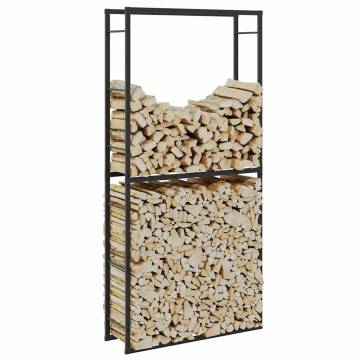 Sturdy Black Firewood Rack - 100x30x209 cm Steel Storage