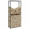 Sturdy Black Firewood Rack - 100x30x209 cm Steel Storage