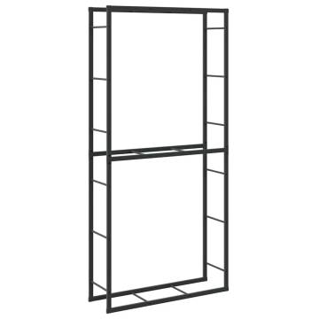 Sturdy Black Firewood Rack - 100x30x209 cm Steel Storage