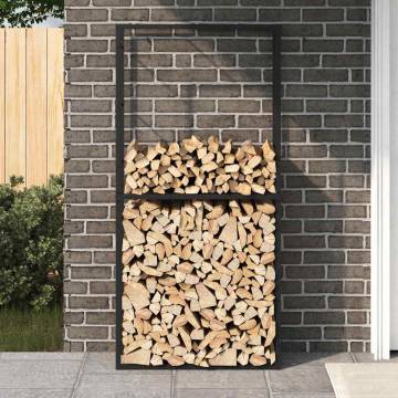 Sturdy Black Firewood Rack - 100x30x209 cm Steel Storage