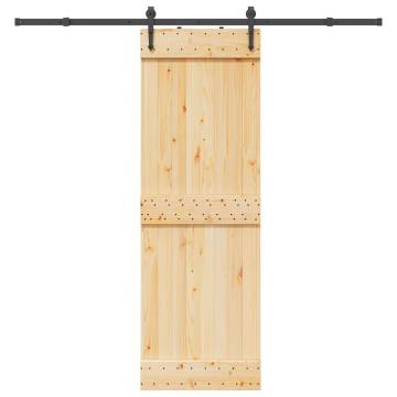 Sliding Door with Hardware Set | 70x210 cm Solid Pine Wood