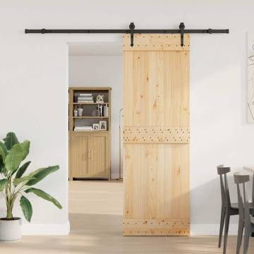 Sliding Door with Hardware Set | 70x210 cm Solid Pine Wood