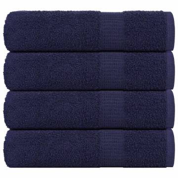 Navy Blue Hand Towels - 4 Pack, 100% Cotton | HipoMarket