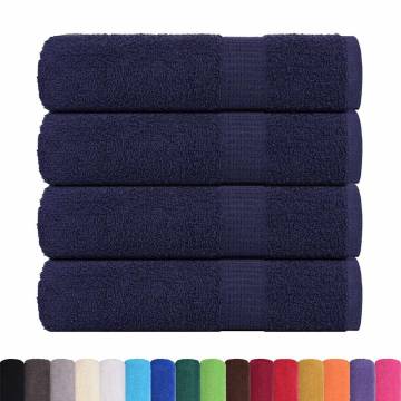 Navy Blue Hand Towels - 4 Pack, 100% Cotton | HipoMarket