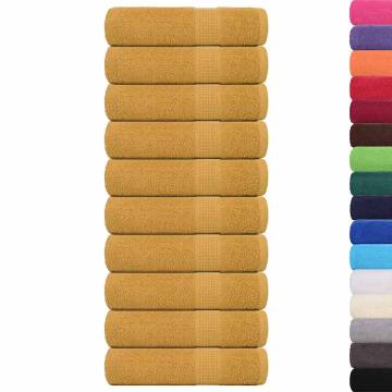 10 Pcs Gold Shower Towels - 100% Cotton, 70x140 cm