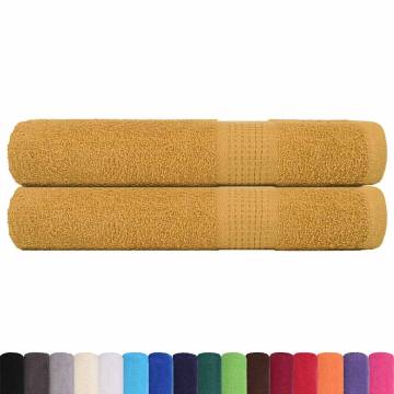 Gold Cotton Towels 2 pcs 100x200 cm | Soft & Absorbent