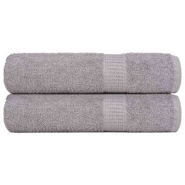 Hand Towels 2 pcs Grey 50x100 cm - 100% Cotton | HipoMarket