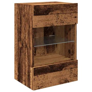 TV Wall Cabinets with LED Lights - Old Wood, Set of 2 | HipoMarket