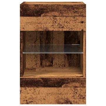 TV Wall Cabinets with LED Lights - Old Wood, Set of 2 | HipoMarket