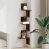 Smoked Oak Wall Corner Shelf | 32x32x127.5 cm | Durable Design