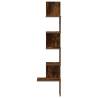 Smoked Oak Wall Corner Shelf | 32x32x127.5 cm | Durable Design