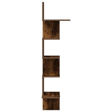 Smoked Oak Wall Corner Shelf | 32x32x127.5 cm | Durable Design