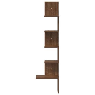 Wall Corner Shelf Brown Oak - 32x32x127.5 cm Engineered Wood