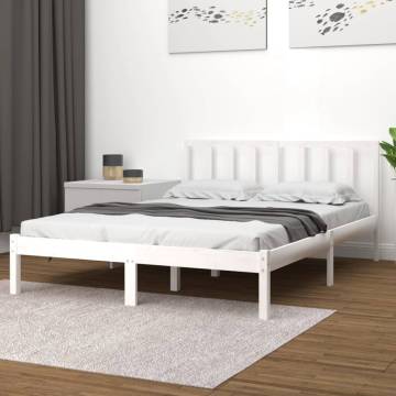 White Solid Wood Pine Bed Frame 160x200 cm - Hipomarket