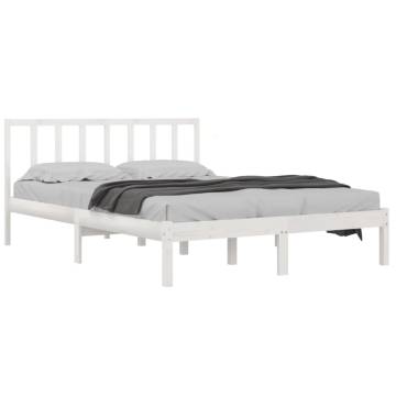 White Solid Wood Pine Bed Frame 160x200 cm - Hipomarket