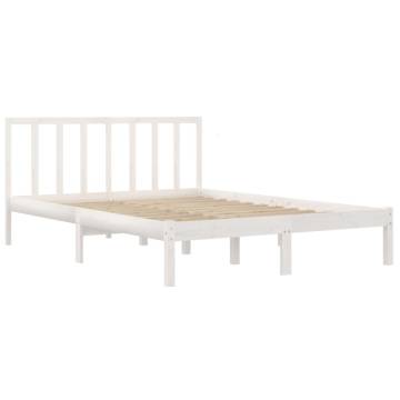 White Solid Wood Pine Bed Frame 160x200 cm - Hipomarket