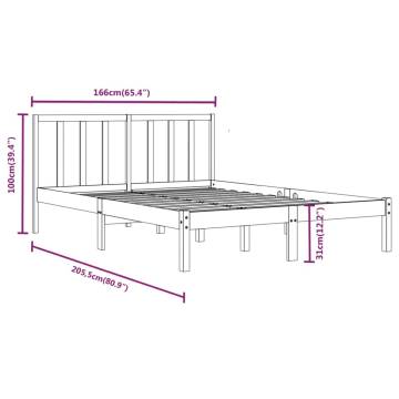 White Solid Wood Pine Bed Frame 160x200 cm - Hipomarket