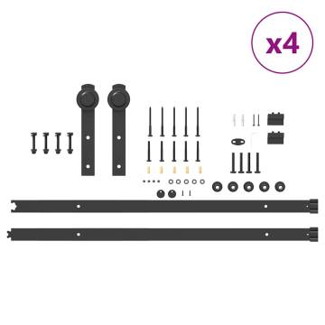 Sliding Door Hardware Kit - 213.5 cm Steel Black | Hipo Market