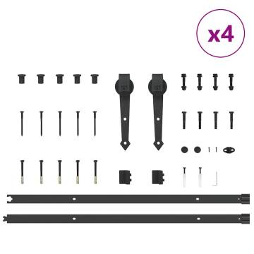 Sliding Door Hardware Kit 213.5 cm Steel Black - Durable & Quiet