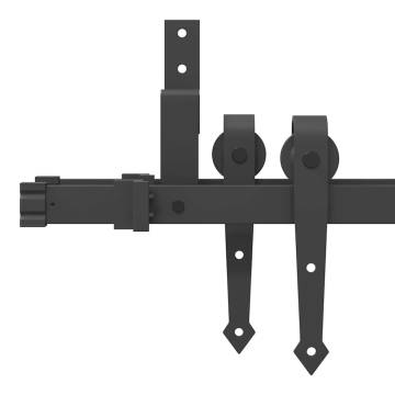 Sliding Door Hardware Kit 213.5 cm Steel Black - Durable & Quiet