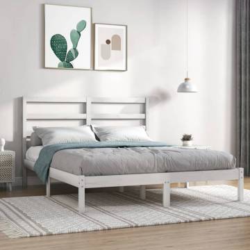 White Solid Wood Pine Bed Frame 140x200 cm | HipoMarket UK