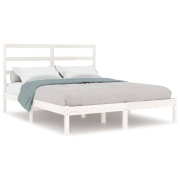 White Solid Wood Pine Bed Frame 140x200 cm | HipoMarket UK