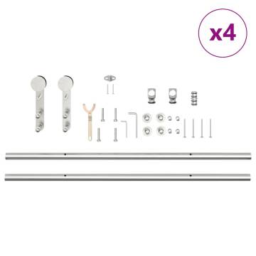 Sliding Door Hardware Kit 183 cm - Stainless Steel Silver