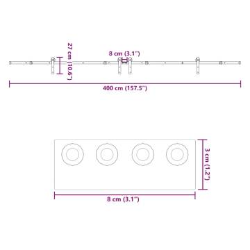 Sliding Door Hardware Kit 200 cm - Steel Black | HipoMarket