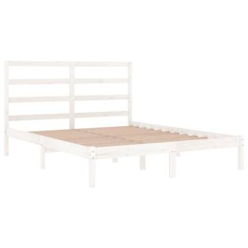 White Solid Wood Pine Bed Frame 140x200 cm | HipoMarket UK