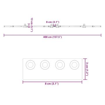 Sliding Door Hardware Kit 200 cm Steel Black | HipoMarket