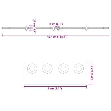 Sliding Door Hardware Kit 213.5 cm - Steel Black | HipoMarket