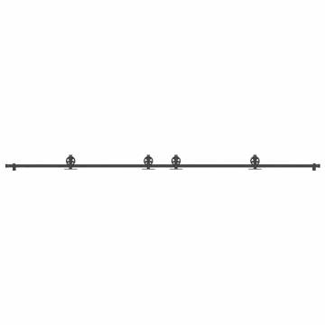 Sliding Door Hardware Kit 200 cm - Steel Black for Smooth Operation