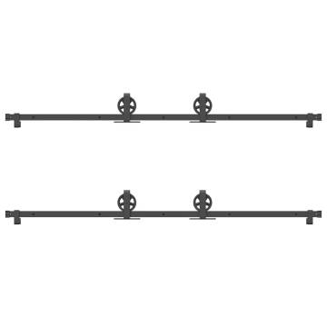 Sliding Door Hardware Kit 200 cm - Steel Black for Smooth Operation