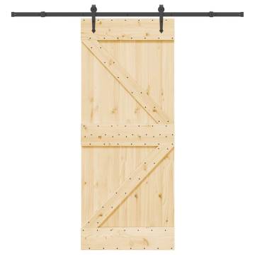 Sliding Door with Hardware Set - Solid Pine Wood 85x210 cm