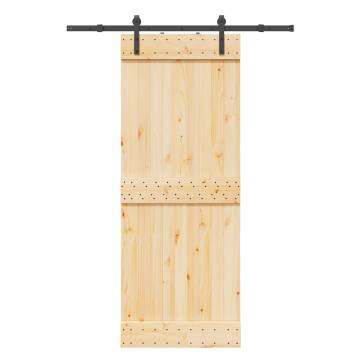 Solid Wood Pine Sliding Door with Hardware Set - 80x210 cm