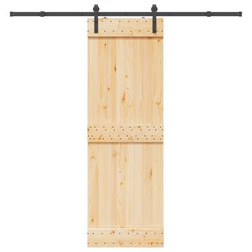 Solid Pine Sliding Door with Hardware Set - 70x210 cm