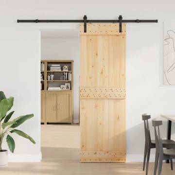 Solid Pine Sliding Door with Hardware Set - 70x210 cm