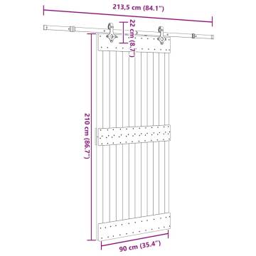 Solid Wood Pine Sliding Door Set - 90x210 cm | HipoMarket