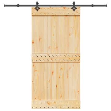 Sliding Door with Hardware Set - Solid Wood Pine 100x210 cm