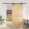 Sliding Door with Hardware Set - Solid Wood Pine 100x210 cm