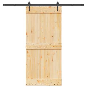 Sliding Door with Hardware Set | Solid Pine Wood 95x210 cm