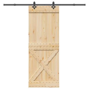 Sliding Door with Hardware Set - Solid Pine 85x210 cm