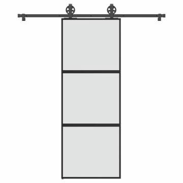 Modern Sliding Door with Hardware Set - 76x205 cm Tempered Glass