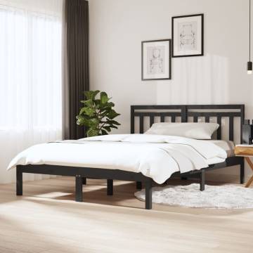 Stylish Grey Solid Wood Pine Bed Frame 140x190 cm | HipoMarket