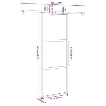 Modern Sliding Door with Hardware Set - Tempered Glass & Aluminium