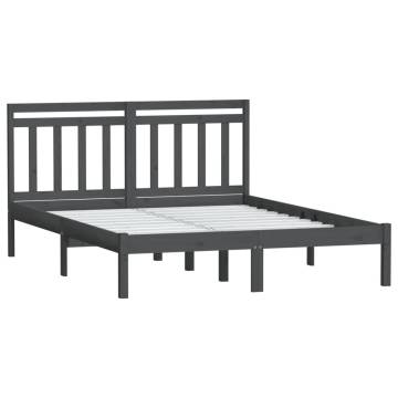 Stylish Grey Solid Wood Pine Bed Frame 140x190 cm | HipoMarket