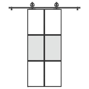 Stylish Sliding Door with Hardware Set - 90x205 cm Glass & Aluminium