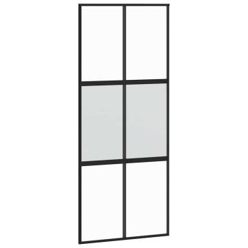 Stylish Sliding Door with Hardware Set - 90x205 cm Glass & Aluminium